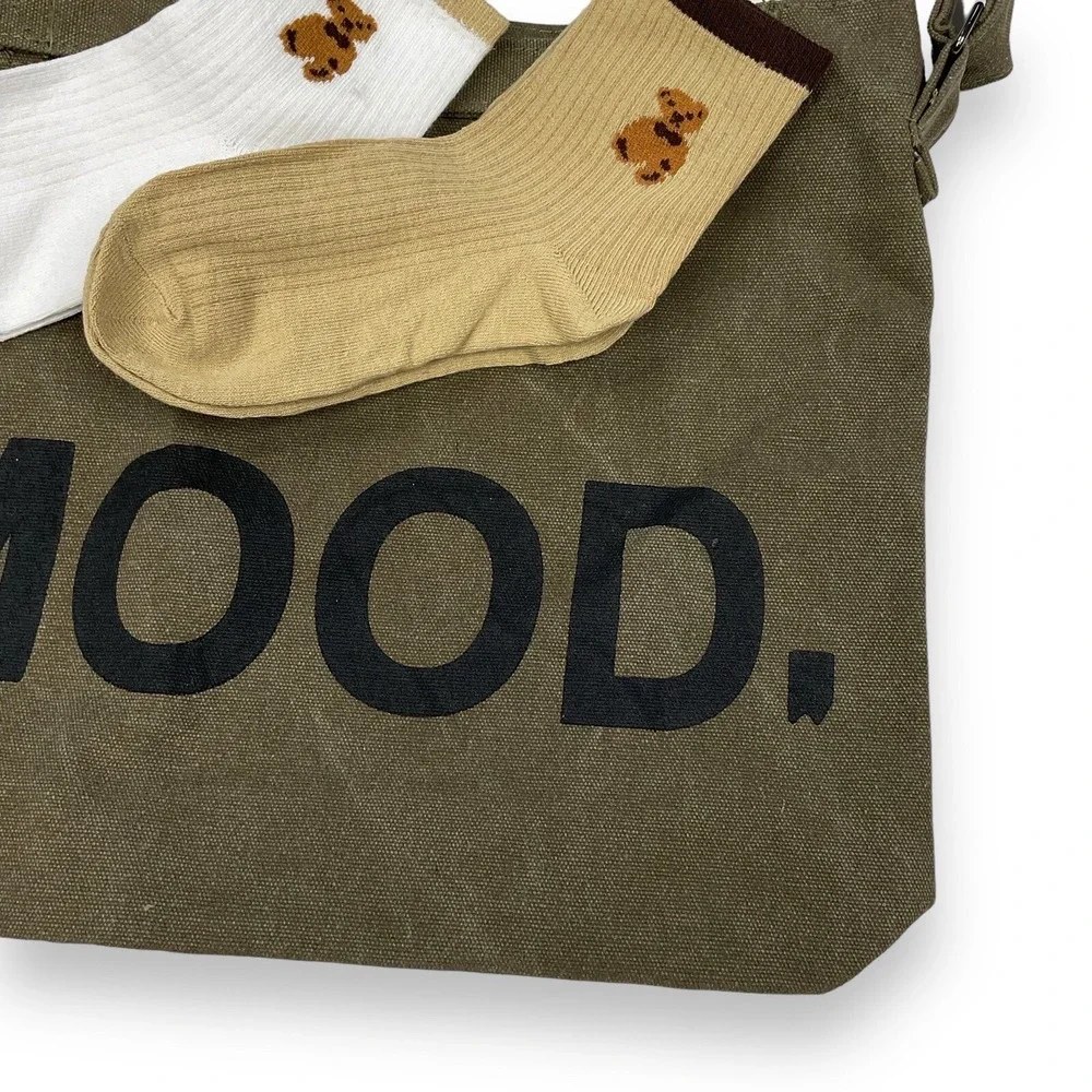Unbranded Bag Canvas and Sock Set Green Khaki Olive Shoulder Bag NWOT